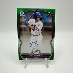 2023 Bowman 1st Damon Keith Auto 58/99 CPA-DK Rifrattore Verde Parallelo SP - Foto 1 di 2