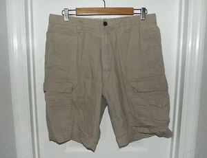🔥MEN'S CHAPS TAN JEANS DUNGAREE CARGO SHORTS SZ 34 - Picture 1 of 3