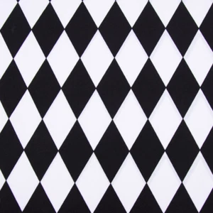 Faschingsstoff Polyester Raute weiß schwarz 1,5m Breite - Bild 1 von 5