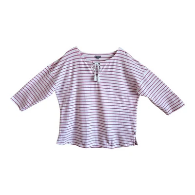 Top túnica TALBOTs para mujer XL rosa blanco a rayas borla corbata manga 3/4 costera 46" Foto 1 de 4