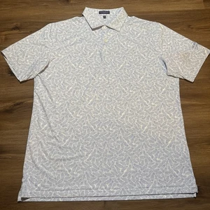 Peter Millar Mens XL White Blue Palm Midnight Performance Jersey Polo GLEN CLUB - Picture 1 of 12