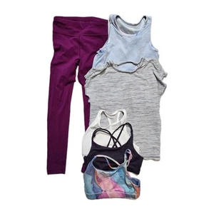 Athleta Girl Set Leggings Tank Sports Bra M 8-10 Magenta Lot Of 6 - Picture 1 of 8