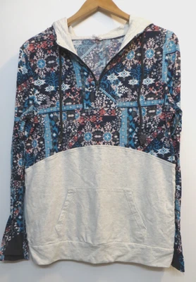 Camisa Pulse Para Mujer Mediana Multicolor Sudadera con Capucha Pullover 1/4 Cremallera Patrón Desteñido Top Foto 1 de 4