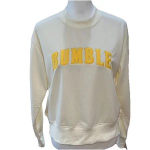 Bumble Sweatshirt Crewneck Long Sleeve Sweatshirt. Sz M Cream & Yellow - Picture 1 of 8
