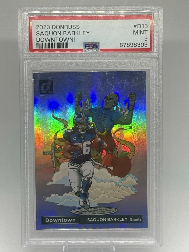 2023 Panini Donruss - Downtown! Saquon Barkley #D-13 PSA 9 - Image 1 of 4
