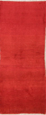 Solid Modern Gabbeh-Style Runner 3x6 Ft Handmade Wool Carpet Contemporary Rug - Image 1 of 4