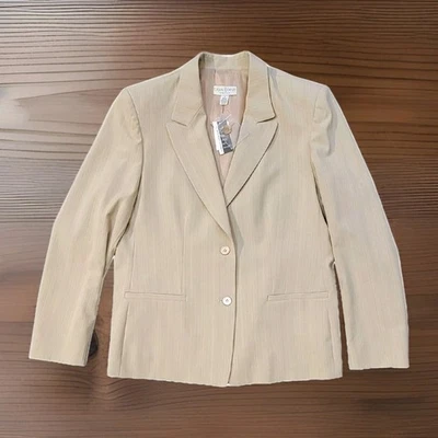 Blazer informal de esquina elástica para mujer talla 16 a rayas crema chaqueta de 2 botones nuevo de stock Foto 1 de 4