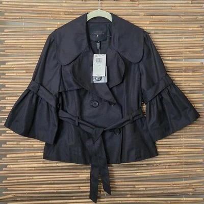 NUEVO CON ETIQUETAS $495 Robert Rodriguez Chaqueta con Cinturón Negro Mangas Campana 4 Foto 1 de 4