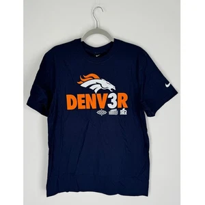 Nike Denver Broncos Football T Shirt Short Sleeve Mens Medium Blue Orange New - Picture 1 of 6
