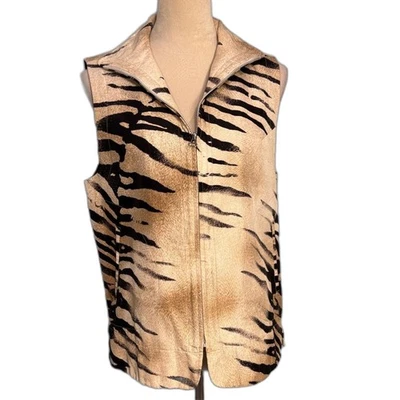 Diane Gilman silk zebra animal print vest Size M/L - Image 1 of 4