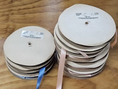 Lot of Peach & Blue Satin Polyester Ribbon Trim Bulk Spools & Remnants 5/8" #3 - Image 1 of 4