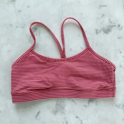 Sujetador para mujer Lululemon Flow Y Nulu soporte ligero rayas rosas talla 8 usado en excelente estado Foto 1 de 4
