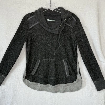 Maurices Gray Sweatshirt Cowl Neck with Lace Up Detail Size Medium - Image 1 of 4