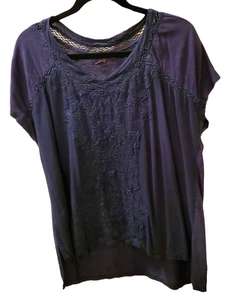 Gloria Vanderbilt Dark Blue Summer Top Blouse Women's Large - Picture 1 of 5