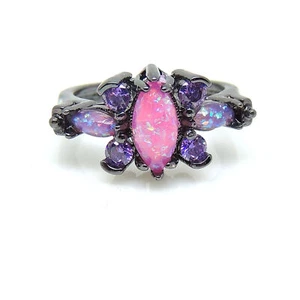 Logan Butterfly Promise Ring Pink Fire Opal Purple Cz Womens Ginger Lyne Coll... - Picture 1 of 5