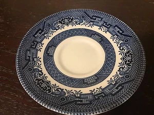 CHURCHILL ENGLAND WHITE & BLUE WILLOW SAUCER PLATE - Picture 1 of 6