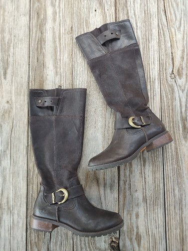 Stivali Bethel Timberland Earthkeepers marroni fibbia alti cerniera da donna taglia 7