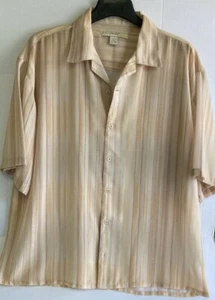 Camisa Syllables System Para Hombre 2XL XXL Manga Corta Abotonada Amarillo Rayas Transparente - Imagen 1 de 3