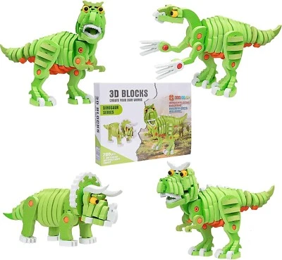 4-in-1 3D Dinosaur Puzzles for Kids – Soft Dinosaur Building Blocks, STEM Early - Image 1 of 4