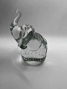 Elephant Figurine MCM Studio Art Glass Clear | Paperweight | Polished - Picture 1 of 7