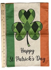 happy st patricks day 12” x18” flag burlap Double Sided - Bild 1 von 3