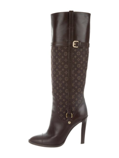 Louis Vuitton Black Monogram Rubber Drops Knee Length Boots Size 37 Louis  Vuitton