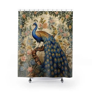 Medieval Peacock Shower Curtain - Exquisite Design, Water-Resistant Fabric - Picture 1 of 6