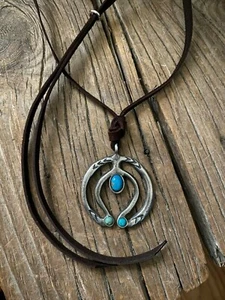 Contemporary Naja Necklace Old Turquoise By Sundance Artist   - Picture 1 of 12