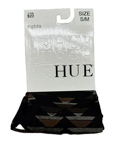 NWT HUE Womens Tribal Pattern Tights Stockings With Control Top Black Size S/lM - Picture 1 of 4
