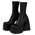 Stretch Chunky Platform Ankle Boots Winter Shoes High Heels Women Short Boots