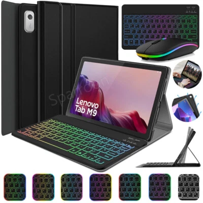 For Lenovo Tab M9 TB310XU TB310FU Bluetooth Keyboard Mouse Leather Case Cover - image 1 of 4