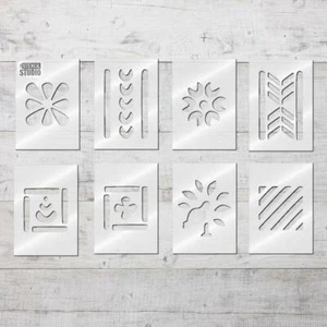Patrones de arte popular - Juego de 8 plantillas - Juego de plantillas de Mylar reutilizables - Manualidades - Hágalo usted mismo - Imagen 1 de 3