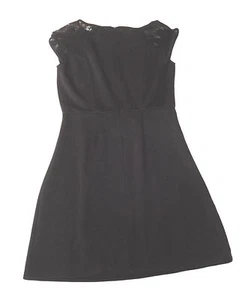 NUEVO SIN ETIQUETAS ISKA LONDON YUMI REINO UNIDO 8 EUR 36 EE. UU. 4 NEGRO A LÍNEA VESTIDO ENCAJE DETALLE HOMBRO - Imagen 1 de 3