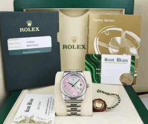 ROLEX 36mm Platinum Day Date President Tahitian MOP Diamond 118206 - SANT BLANC - Picture 1 of 6