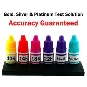Gold Silver Platinum Testing Kit - Test 10k 14k 18k 22k-24k .999 .925 Sterling - Picture 1 of 7