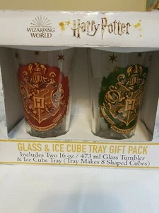 Harry Potter 16 oz Pilsner Beverage Glass & Ice Cube Tray Gift Pack 3 pc Set NEW - Picture 1 of 5
