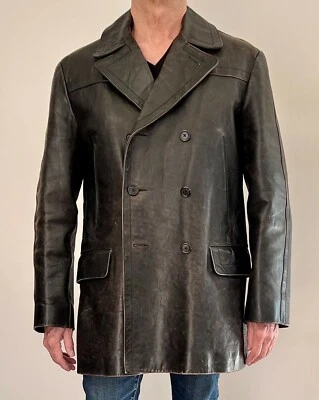 Nicole Farhi Men's Heavy Leather Coat - Size 42 - Brown - Pre-owned - Image 1 of 4
