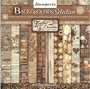 FONDOS DE CAFÉ Y CHOCOLATE Stamperia - Papel de doble cara de 8x8 pulgadas 10 hojas - Imagen 1 de 14