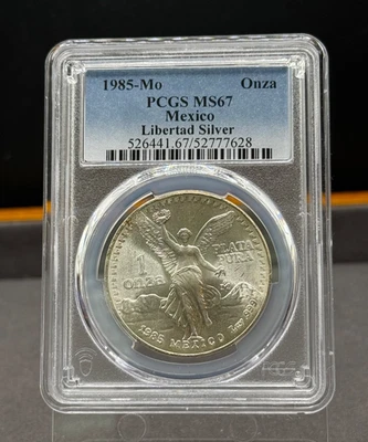 1985-Mo, PCGS MS67 - Mexico Libertad 1oz Silver,  .999 Fine - Image 1 of 2