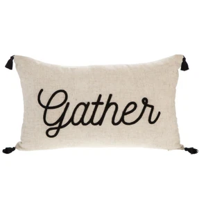 Pottery Barn DUPE "GATHER" Embroidered 12" x 20" Pillow Cover Case HOLIDAY DECOR - Picture 1 of 6