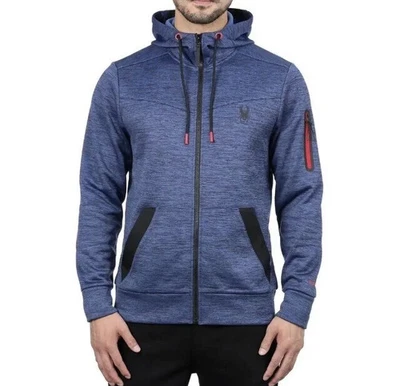 NUEVO SPYDER Hombre Activo Con Capucha Cremallera Completa Vellón Azul Talla GRANDE NUEVO CON ETIQUETAS Foto 1 de 4