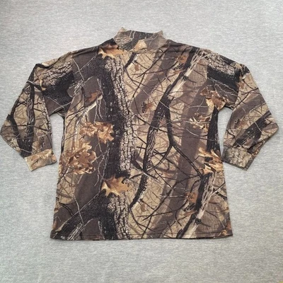 Realtree Camo Shirt Men 2XL Camouflage Hardwoods 20-200 Mock Neck Long Sleeve - Image 1 of 4