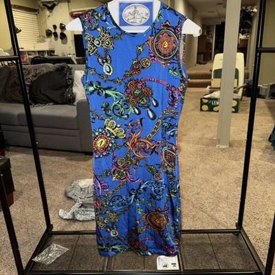 Versace Jeans Vestido Alta Costura 6 Azul Con Diseño Foto 1 de 4