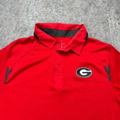 Georgia Bulldogs Nike Polo Shirt Men L Red Solid Performance 44" x 29" - Image 1 of 4