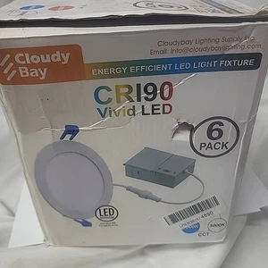 Cloudy Bay CRI90 White Indoor 6 In. LED Recessed Down Vivid LED Lighting 6 pack - Picture 1 of 10