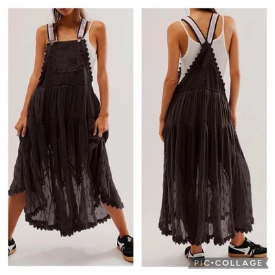 Chartou Brown Boho Western Bib Overall Dress Lace NEW Size XXL - Image 1 of 4