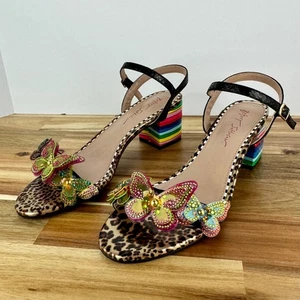 Sandalias Betsey Johnson Guner Mariposa Leopardo Arco Iris Tacones Correa Mujer 10 - Imagen 1 de 11