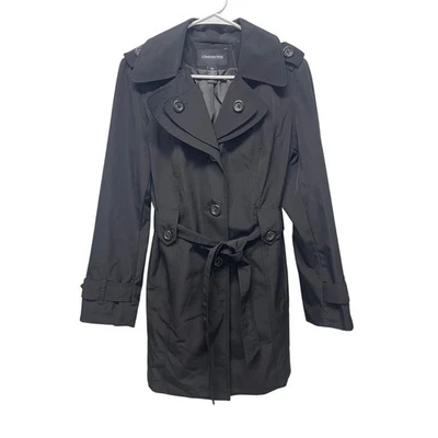 London Fog Women's Trench coat hooded black size medium preppy winter - Image 1 of 4