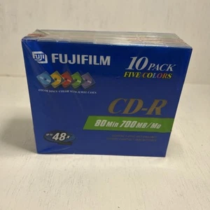 Fujifilm CD-R 10 Pack Recordable Compact Disk 80 Min 700mb Five Colors New - Picture 1 of 6