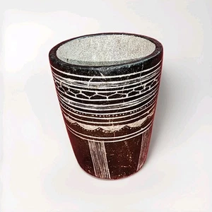 Vtg African Soapstone Cup Handcrafted Etched Benin - Picture 1 of 14